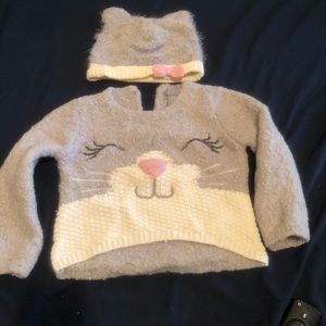 Little girl sweater and hat set